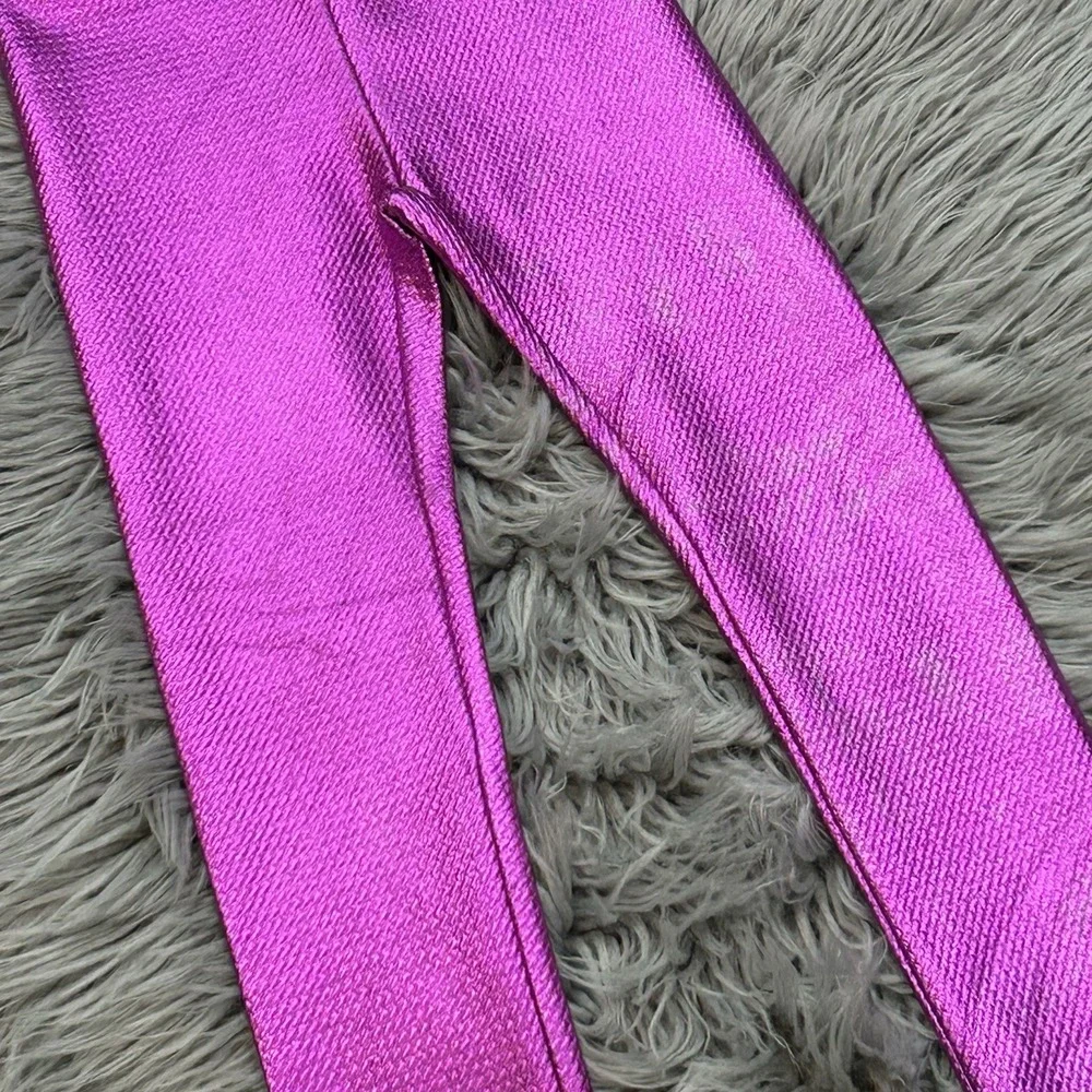 Frenchie Girls Textured Bright Metallic Magenta Dust Leggings Size 3T NWT